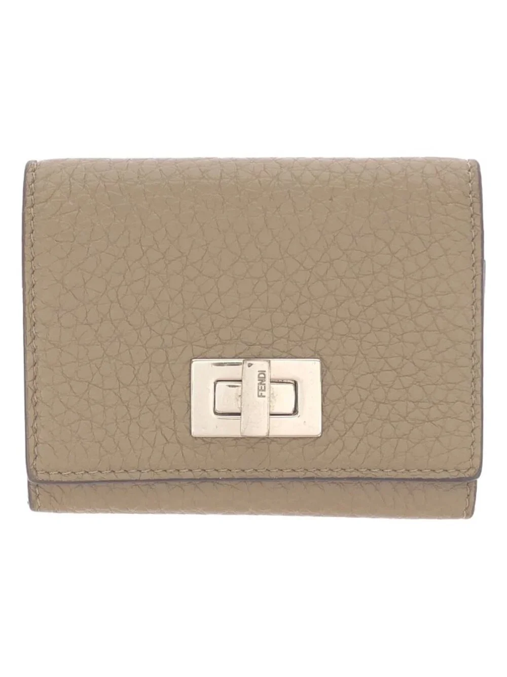 Fendi Selleria Peekaboo Leather Card Case Beige